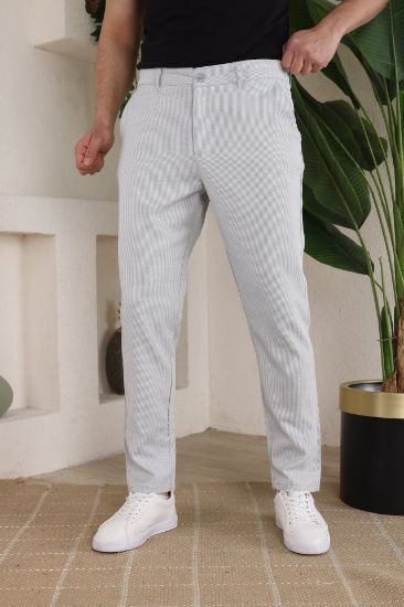 Erkek Casual Slim Fit Cord Desenli Kumaş Pantolon resmi